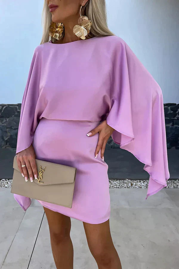 Celeste | Women’s Cape Sleeve Mini Dress with Fit