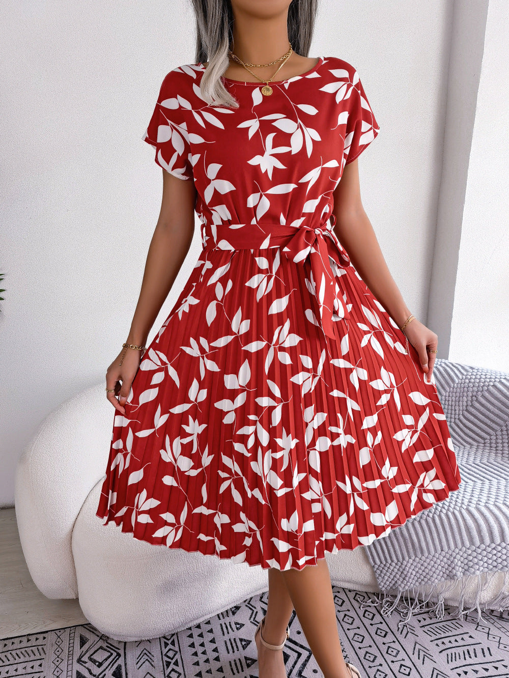 Ella Cooper | Leaf Print Summer Dress For Women
