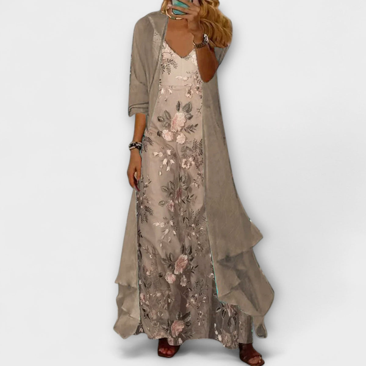 Aria | Women’s Floral Maxi Dress with Matching Jacket
