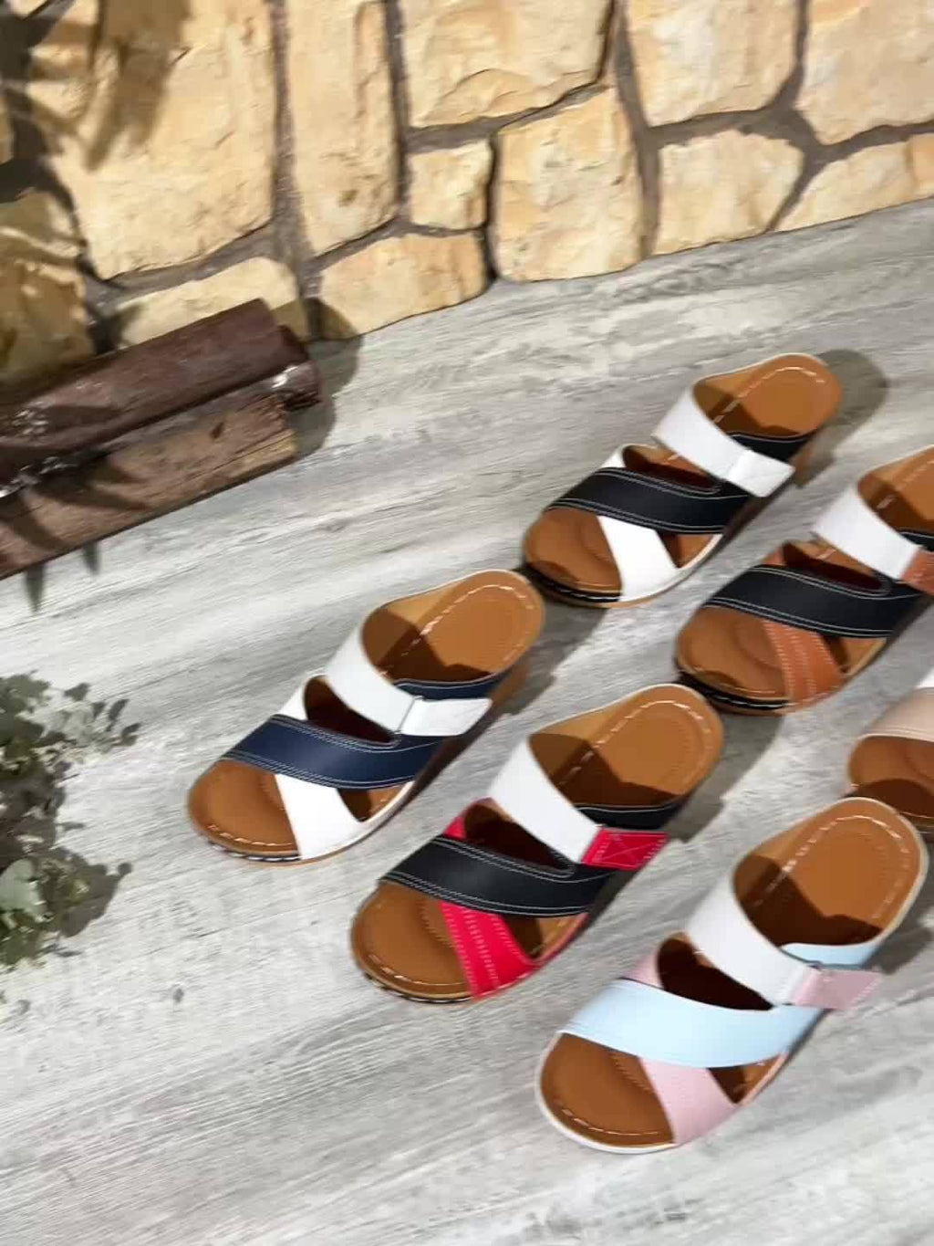 Marina | Women’s Colourblock Wedge Slides with Cushioned Sole
