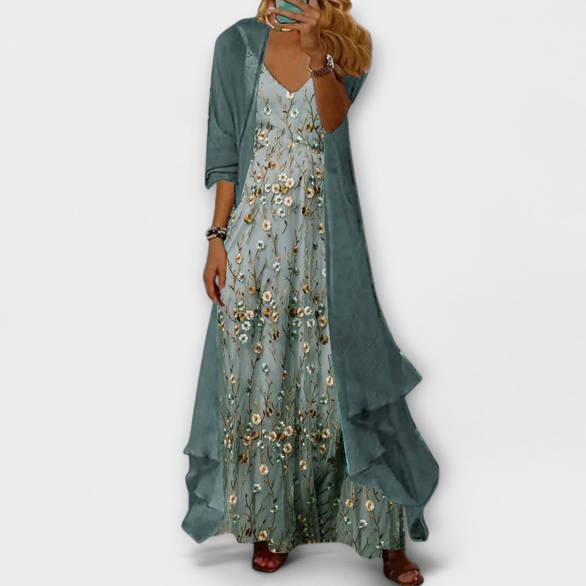 Aria | Women’s Floral Maxi Dress with Matching Jacket