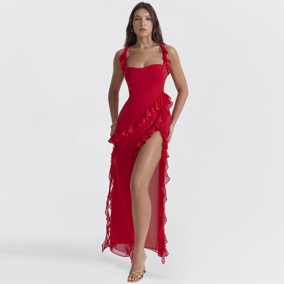 Adelaide Cross | Formal Ruffle Maxi Dress For Women