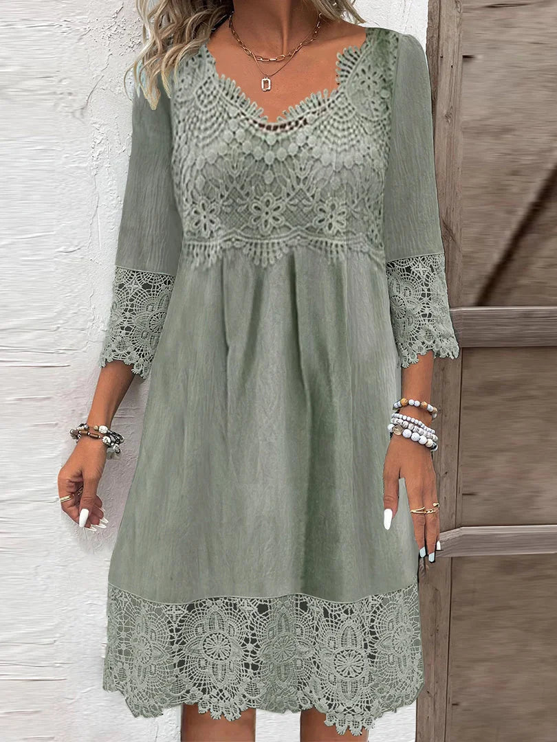 Sage | Women’s Timeless Lace Midi Dress with Detailing