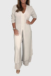 Serena | Women's Longline Cardigan Wide Leg Trousers Two-Piece Set