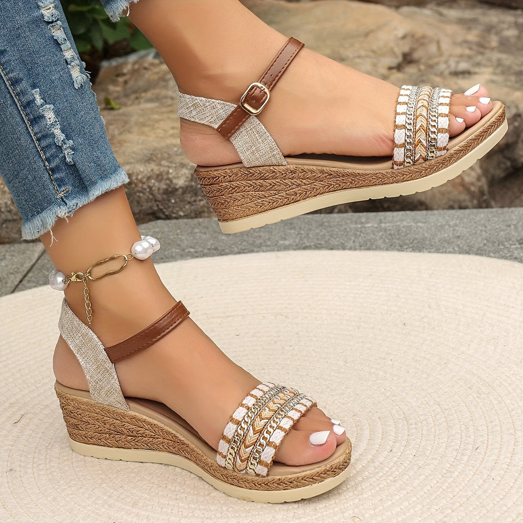 Amara | Women’s Woven Wedge Sandals with Cushioned Footbed