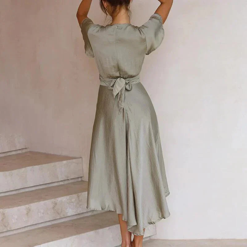 Sienna | Women’s Wrap Midi Dress with Flutter Sleeves