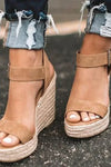 Joyce | Women's Wedge Sandals - Open Toe - Ankle Strap with Buckle - Espadrille Heel