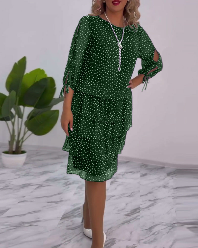 Sophia | Women’s Tiered Polka Dot Dress with Sleeves
