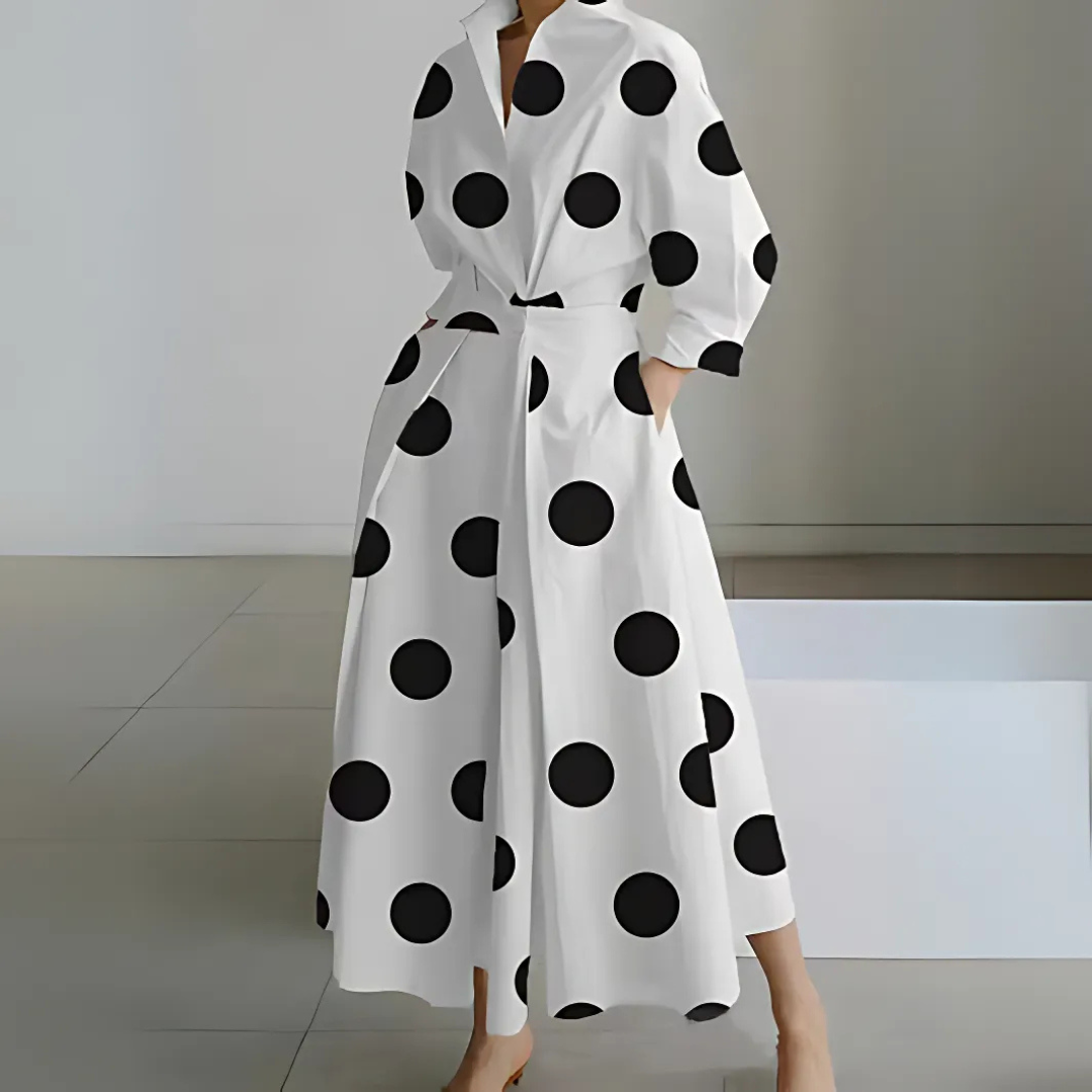 Elkie | Women’s Lapel Maxi Dress with Wrap Silhouette