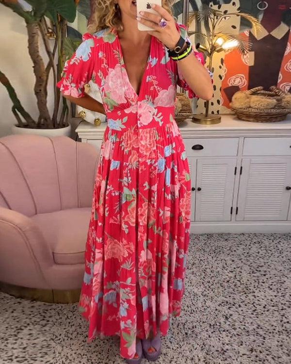 Floriana | Women’s Vibrant Floral Dress with Flattering Fit