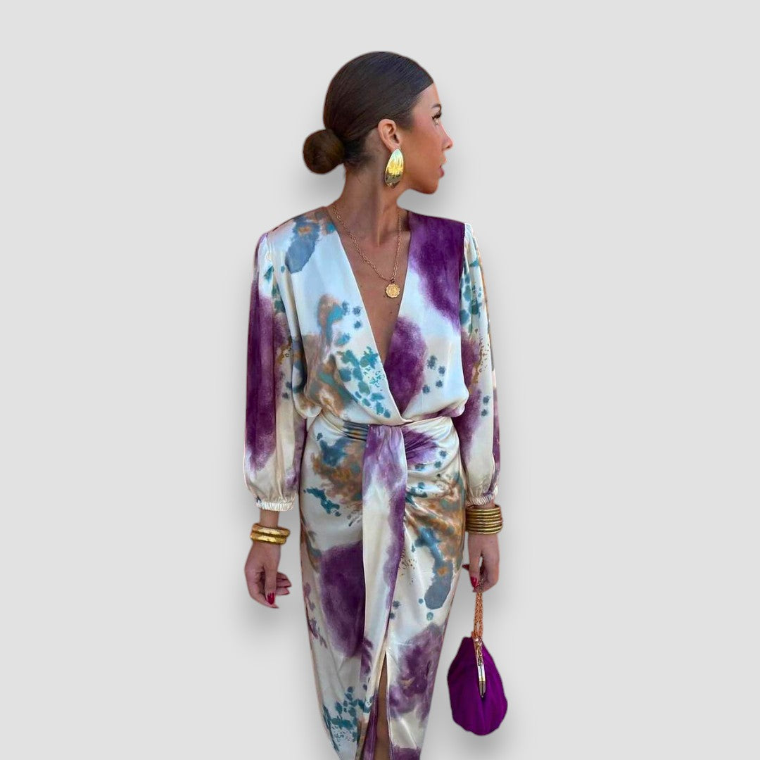 Gemma | Women’s Wrap Midi Dress with Tie Waist