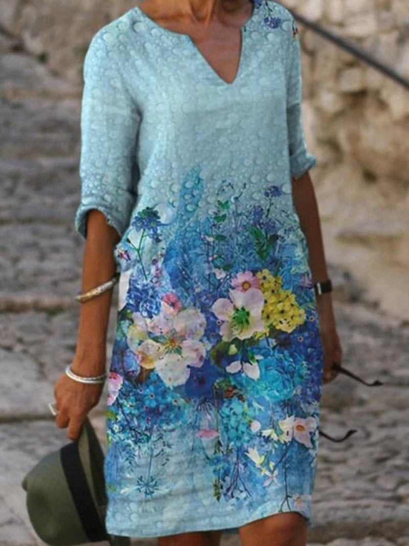 Karen | Women’s Floral Print Dress with Soft Draping