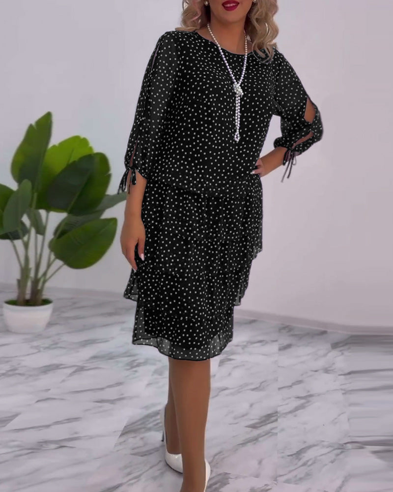 Sophia | Women’s Tiered Polka Dot Dress with Sleeves