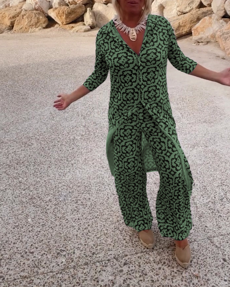 Jade | Women’s Two-Piece Wide-Leg Set with 3/4 Sleeve