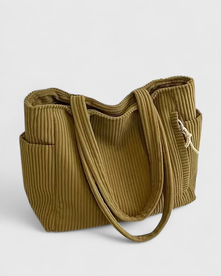 Isla | Women’s Ribbed Tote Bag with Side Pocket