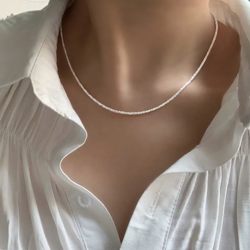 Lilia |  Women’s Silver Chain Necklace with Sparkle