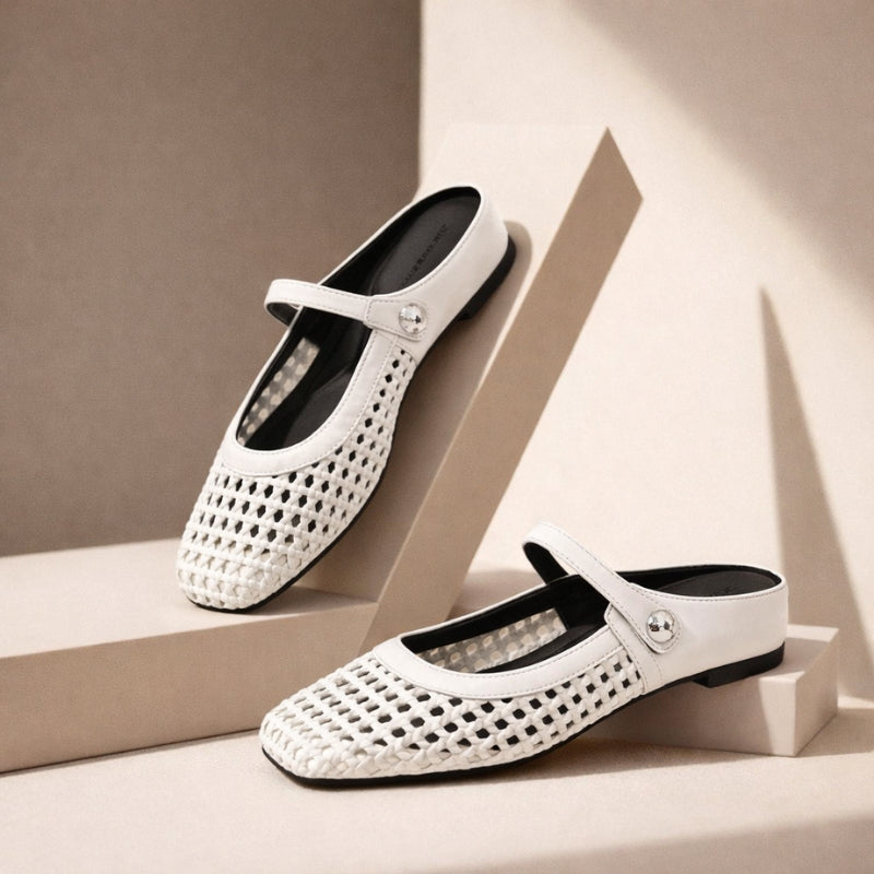 Mira | Women’s Woven Mule Flats with Strap