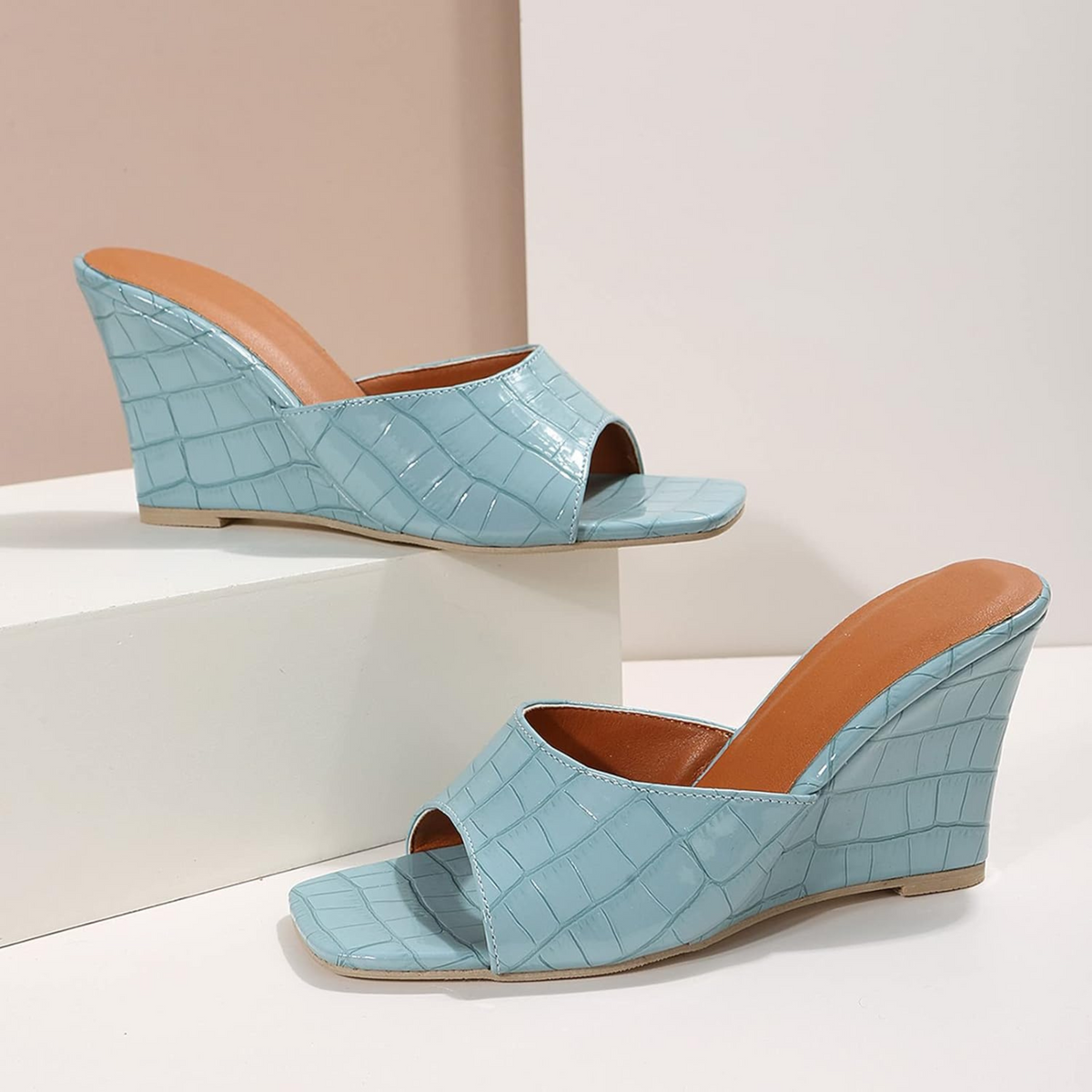 Vivian | Women’s Wedges with Faux Snake Leather Texture