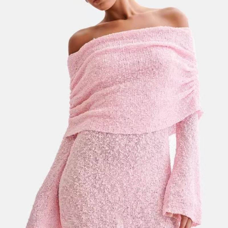 Isla Kelly | Off-Shoulder Knit Mini Dress For Women