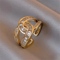 Michaela |  Women’s Knot Crystal Ring with Interlock