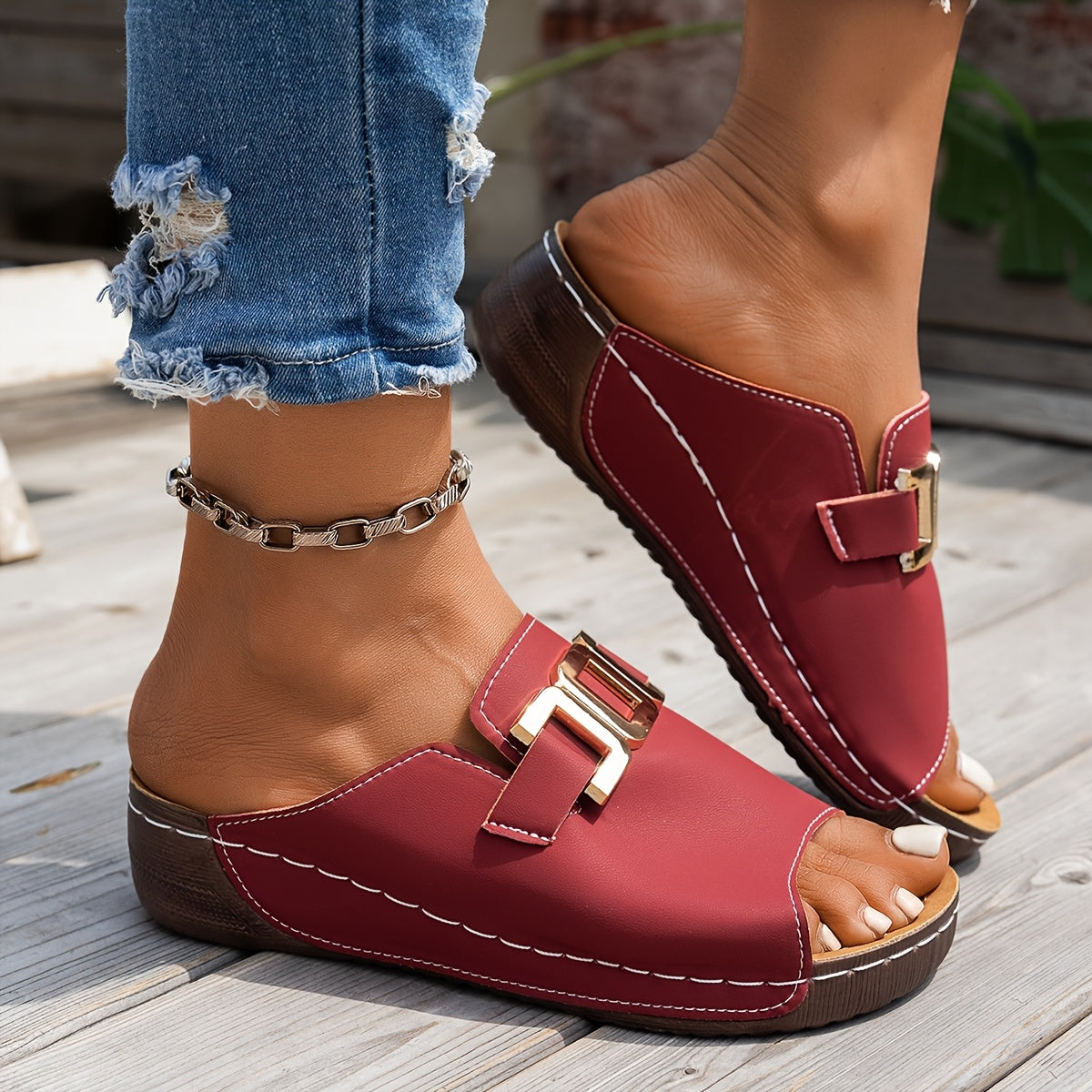 Capella | Women’s Sandals with Gold Buckle Straps