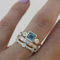 Elani | Women’s Retro Blue Ring with Crystal
