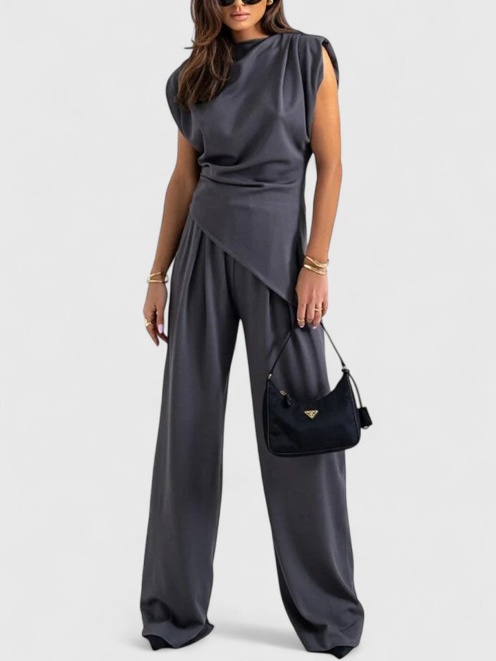 Aria | Women’s Draped Sleeveless Top with Asymmetric Wrap