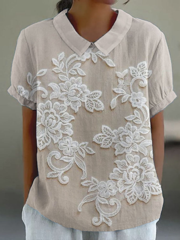 Arwen | Women’s Floral Embroidered Shirt with Relaxed Fit