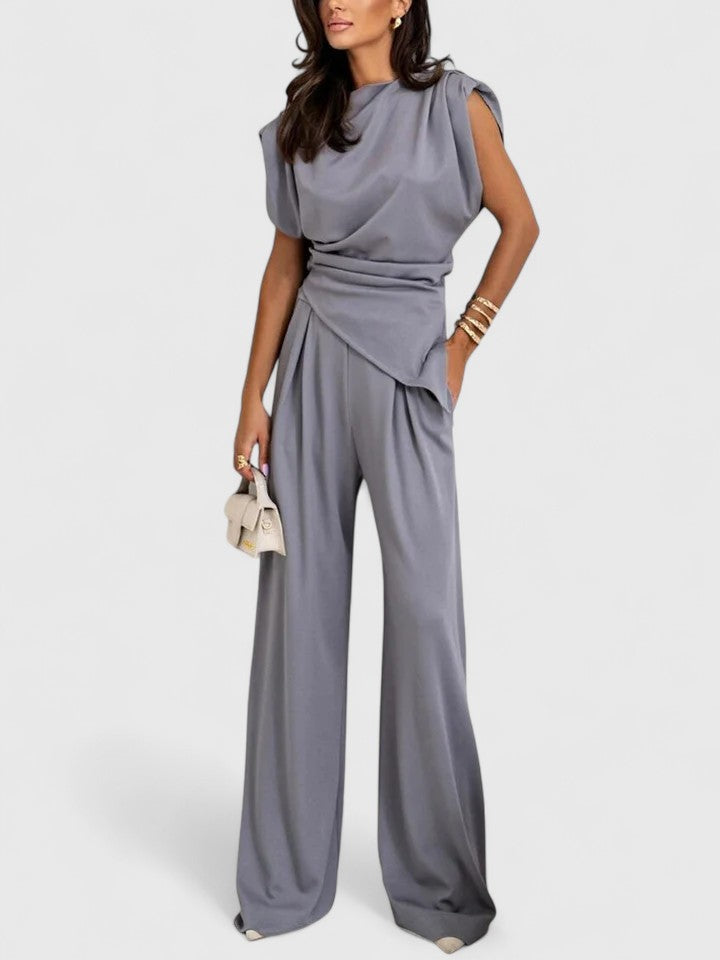 Aria | Women’s Draped Sleeveless Top with Asymmetric Wrap