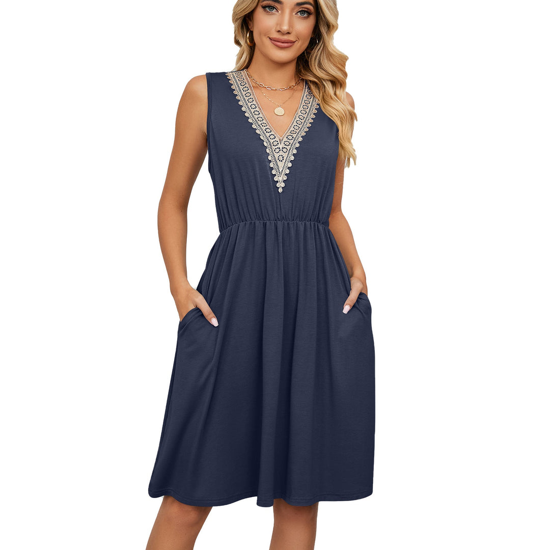 Isabella Hartley | Lace Trim V-Neck Midi Dress For Women