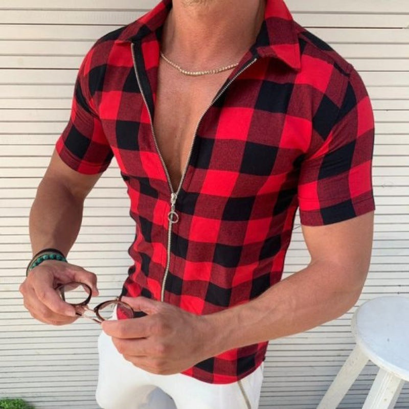 Liam Parker | Plaid Zip Shirt For Men