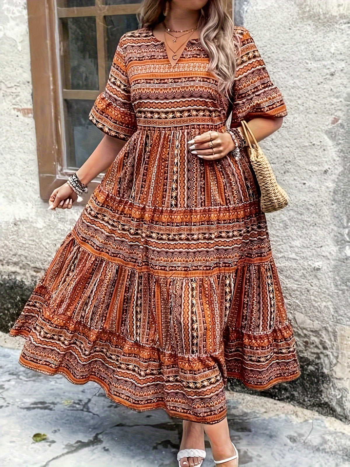 Sylpha | Women’s Ethnic Print Dress with Flowing Silhouette