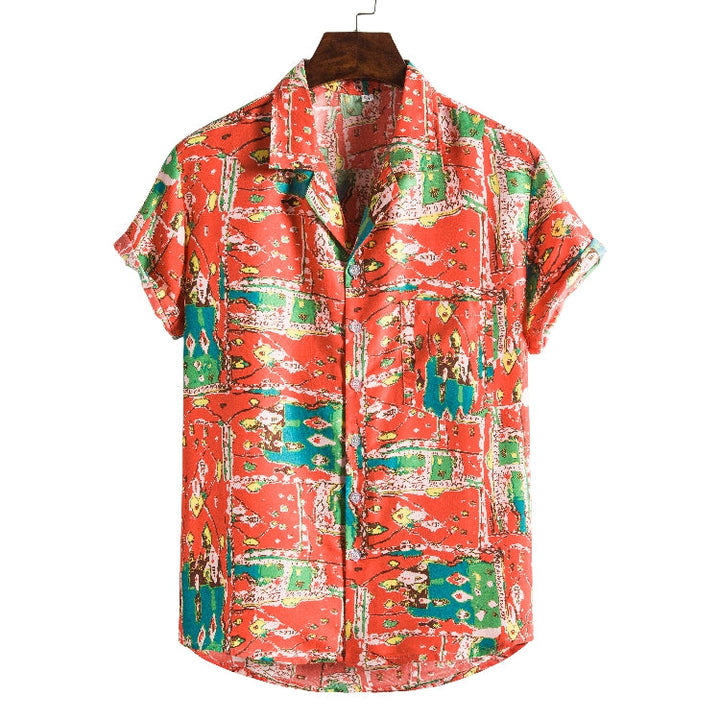 Nathan Harris | Tropical Print Short Sleeve Beach Shirt For Men