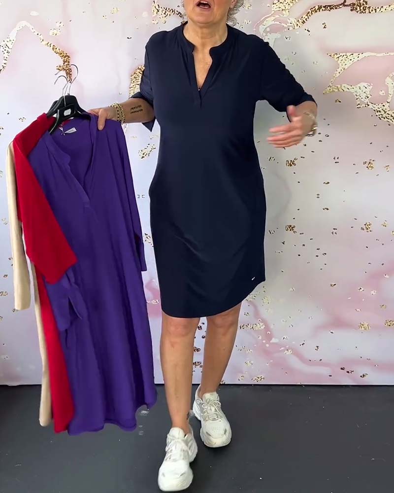 Hanne | Women’s V-Neck Midi Dress with Draped Silhouette