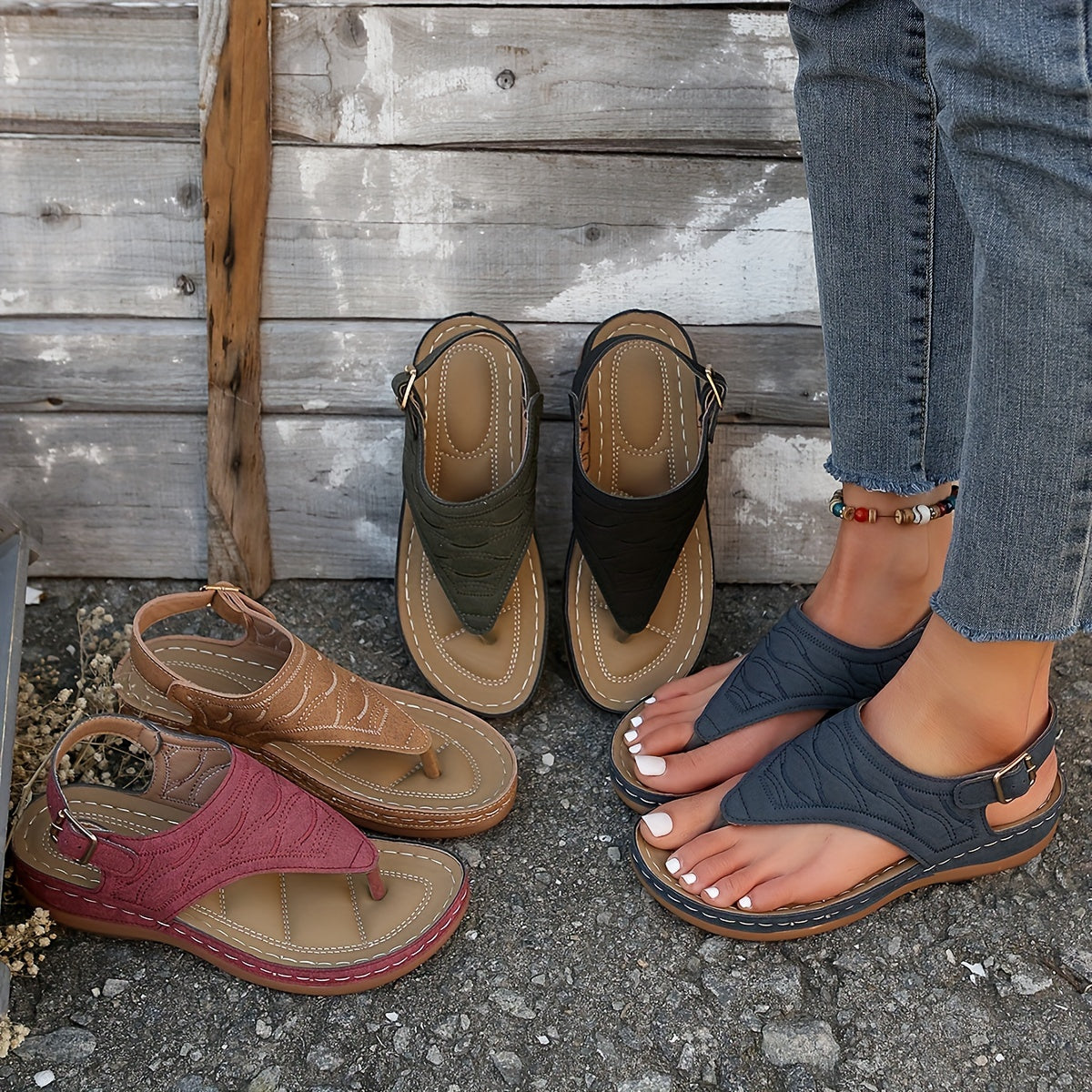 Maviee | Women’s Clip Toe Sandals with Built-In Support
