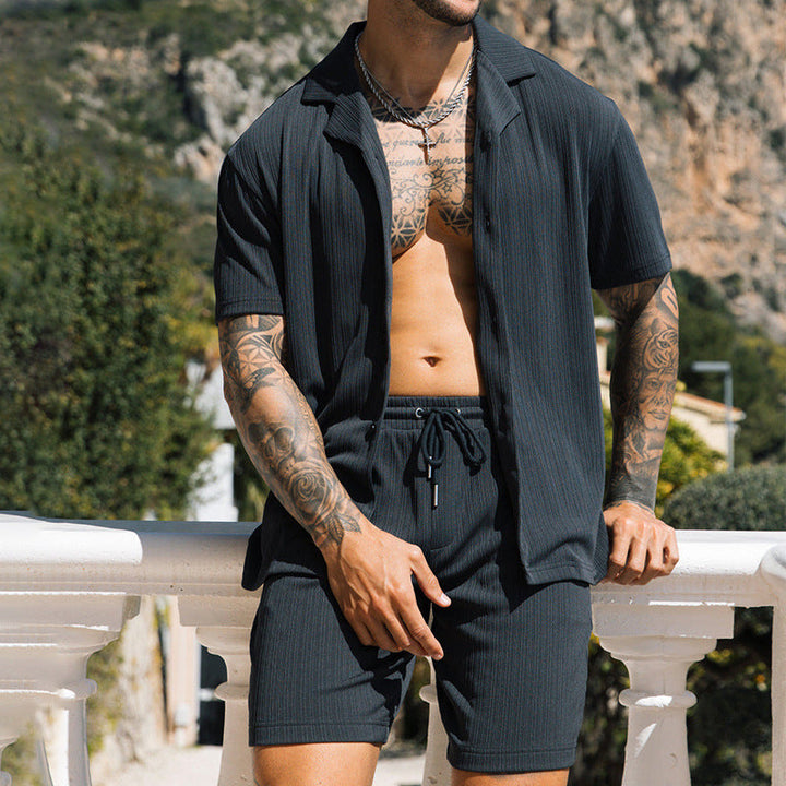 Zachary Prentice | Textured Shirt &amp; Shorts Set For Men