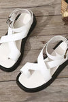Women's Platform Sandals with Criss-Cross Straps and Ankle Buckle