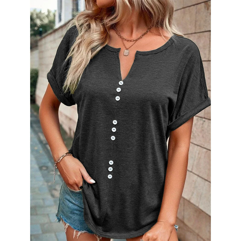 Millie Sutherland | Button-Detail V-Neck Top For Women