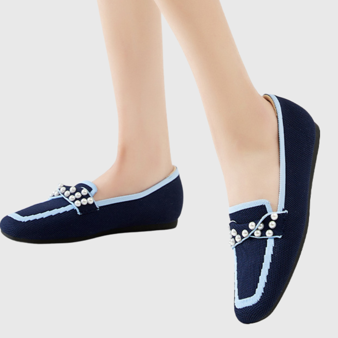 Melora | Women’s Pearl Comfort Loafers with Pearl Embellishments