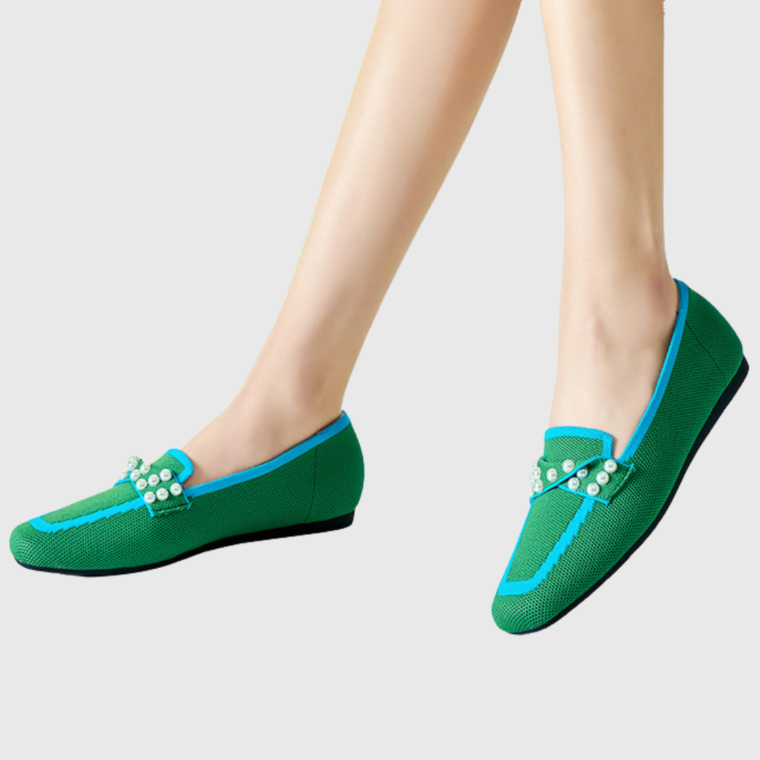 Melora | Women’s Pearl Comfort Loafers with Pearl Embellishments