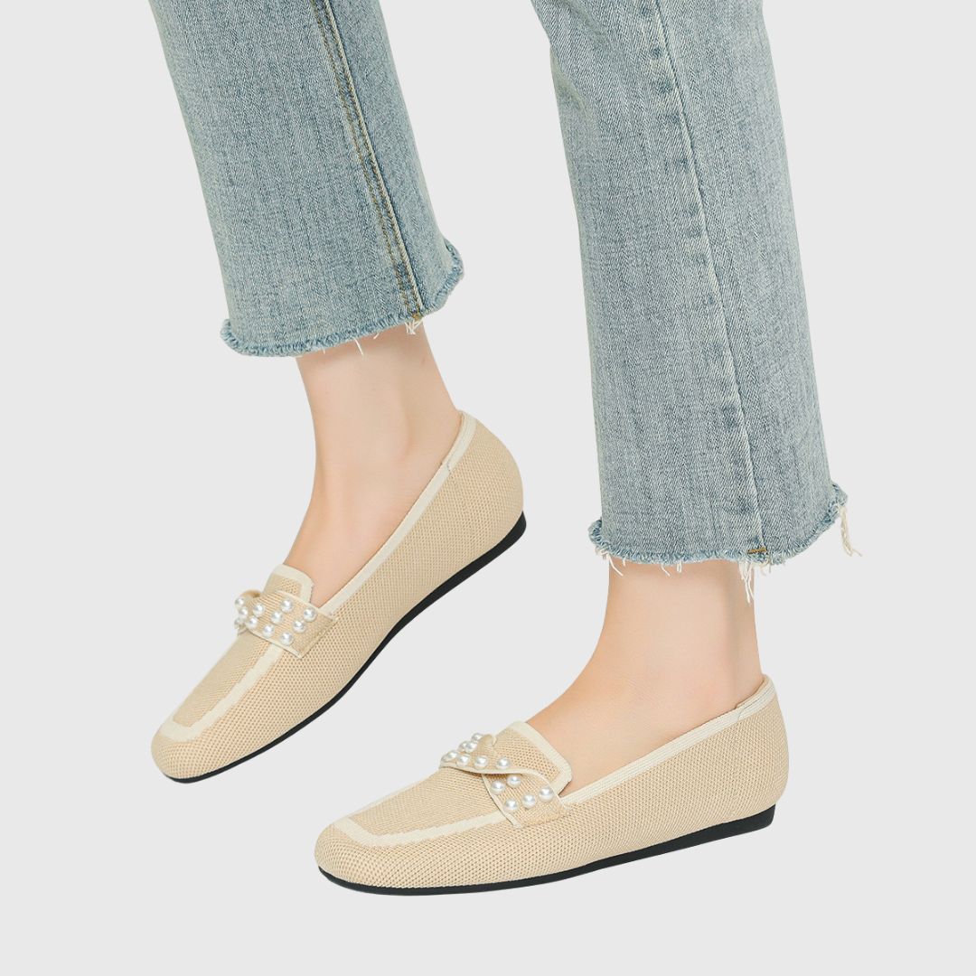 Melora | Women’s Pearl Comfort Loafers with Pearl Embellishments