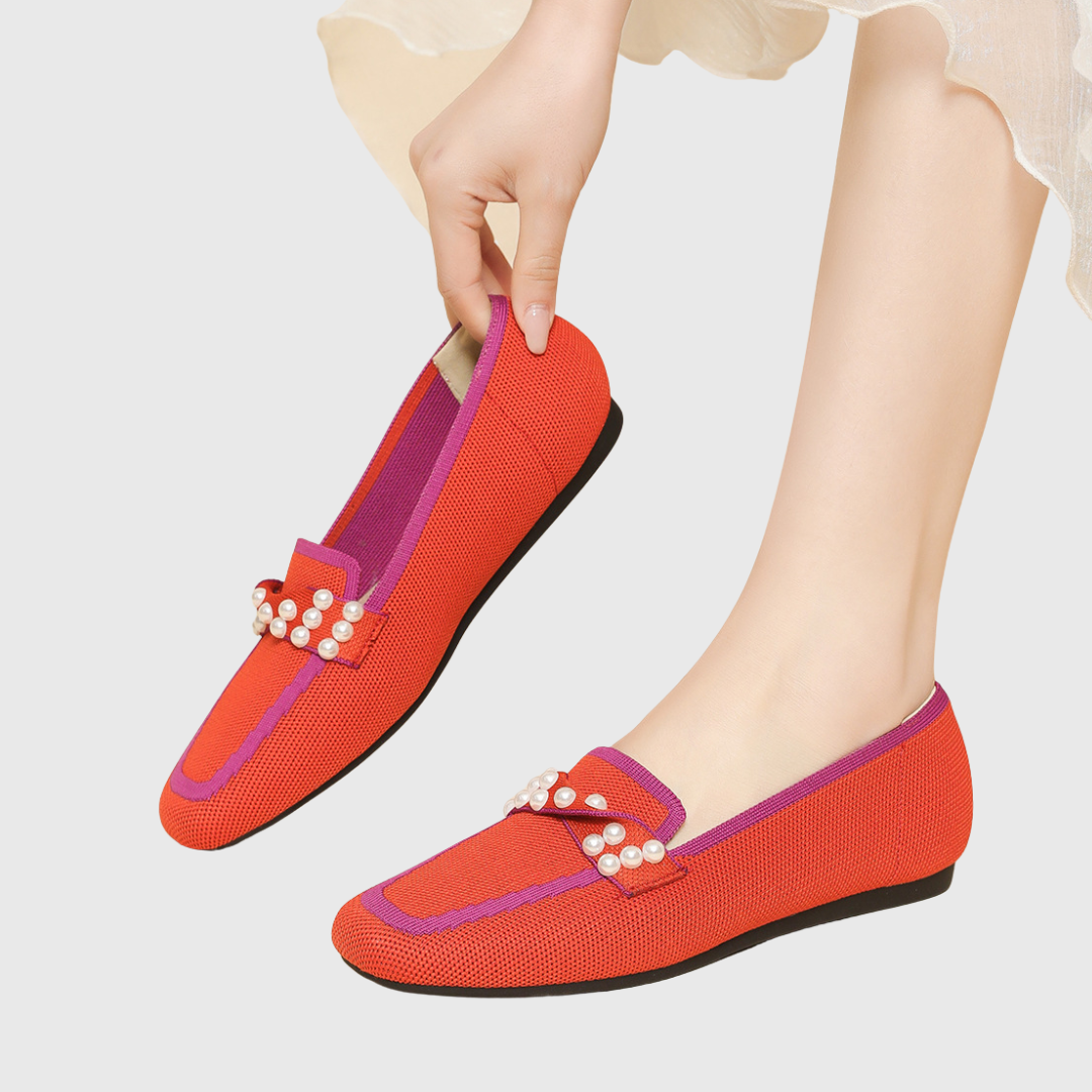 Melora | Women’s Pearl Comfort Loafers with Pearl Embellishments
