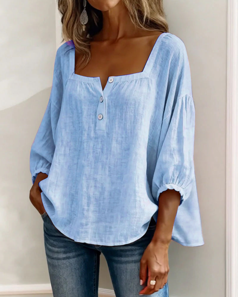 Daisy | Women’s Puff Sleeve Blouse with Square Neck