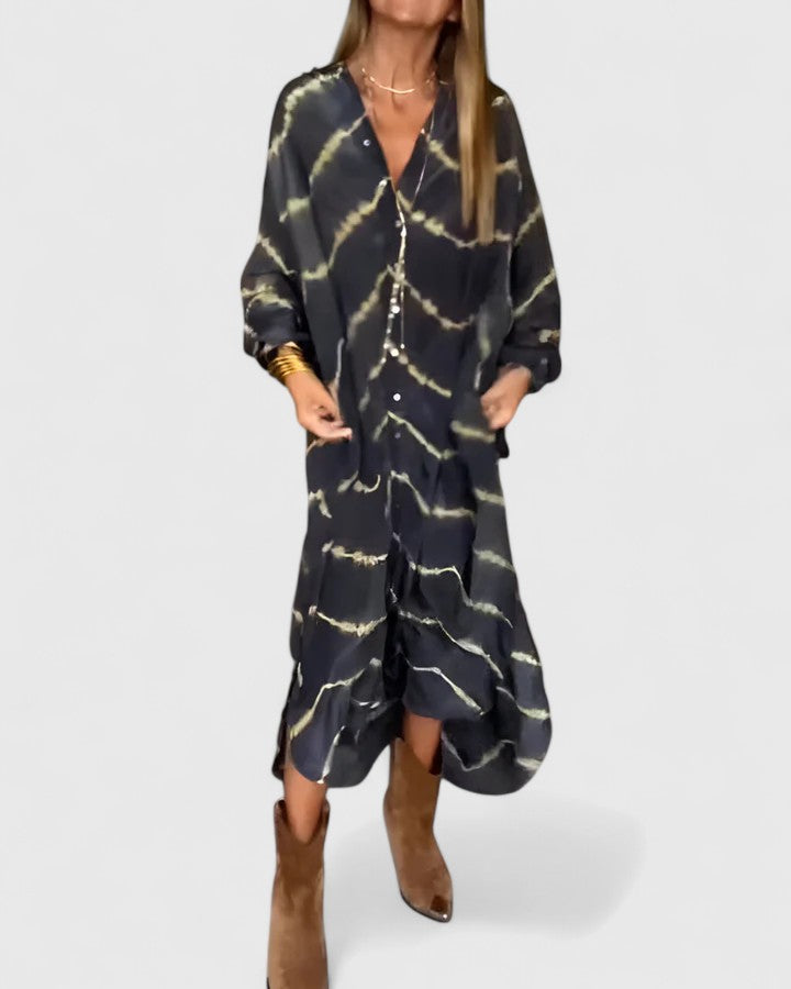 Celeste | Women’s Celeste Striped Maxi Dress with Deep-V