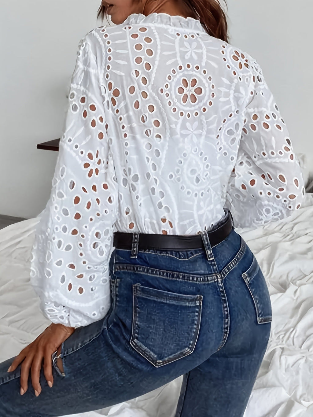 Elise | Women’s Long-Sleeve Blouse with Embroidered Detail