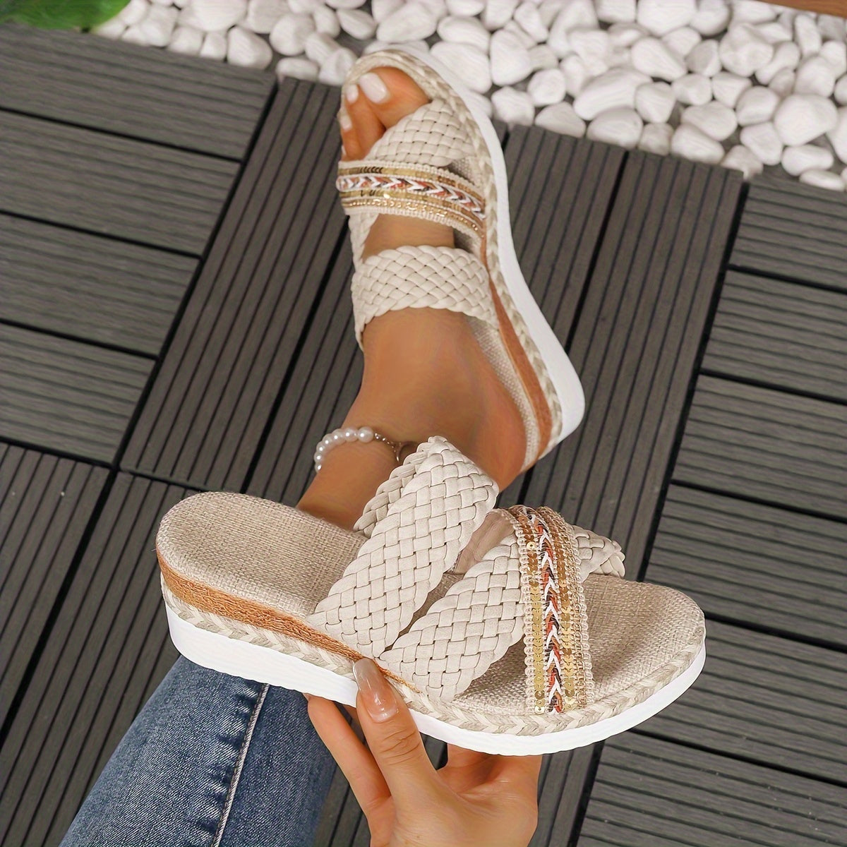 Colette | Women’s Woven Sandals with Braided Straps