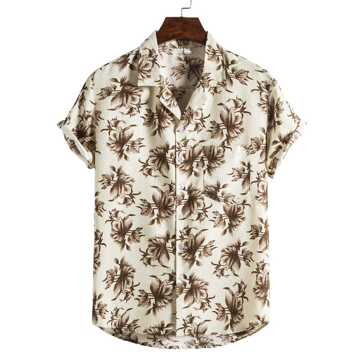 Nathan Harris | Tropical Print Short Sleeve Beach Shirt For Men