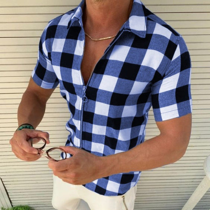 Liam Parker | Plaid Zip Shirt For Men
