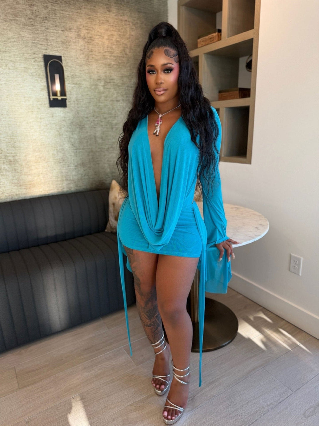 Georgina Jones | Deep V-Neck Backless Mini Dress For Women