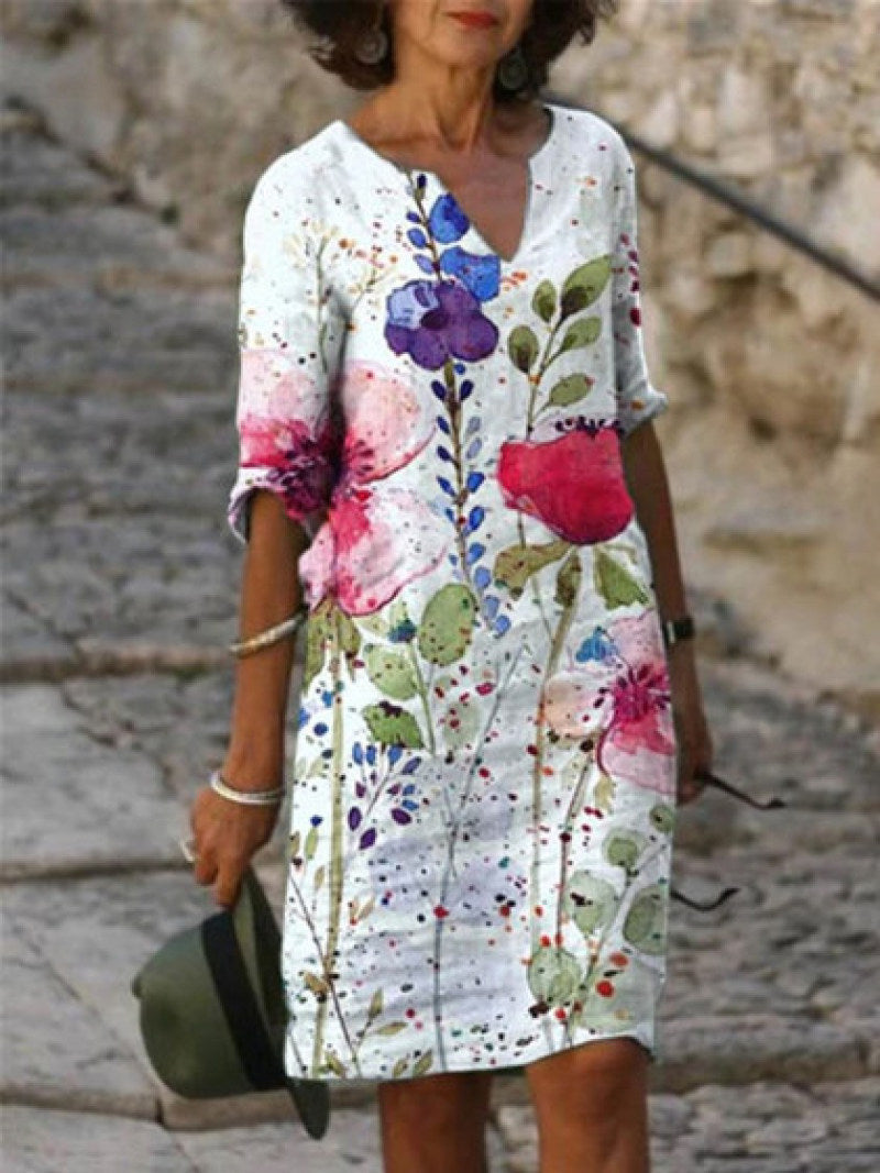 Karen | Women’s Floral Print Dress with Soft Draping